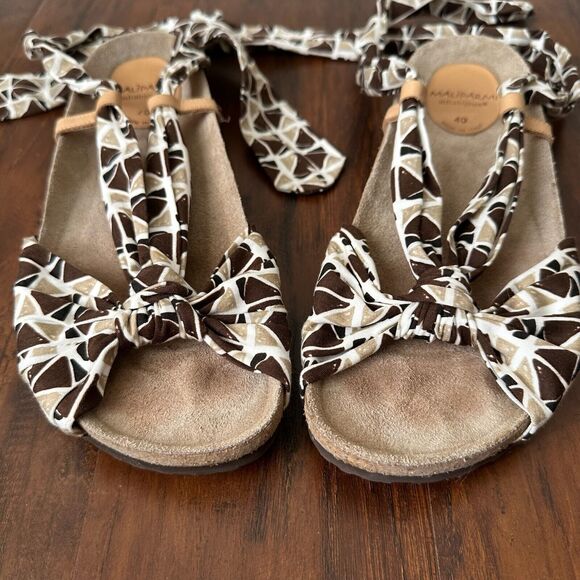 MALIPARMI Bow Open-Toe Ankle Strap Sandals Cork Comfy ITALY MADE - Picture 2 of 9